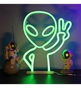 ENUOLI Green Alien Neon Sign, LED Light for Wall Decor,USB/Battery Powered Alien Neon Light for M...