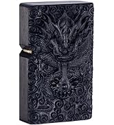 NIVEK Sandalwood Detail Carving Outer Case Shell with Lighter Module Refillable Windproof Unique ...