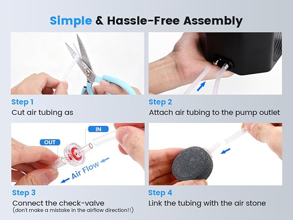 fishkeeper Powerfu Quiet Aquarium Air Pump Adjustable Dual-Outlet Fish Tank Air Pump