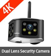 Reidubo 4K WiFi Security Camera Outdoor with Ultra-Wide Field of View Wireless Dual Lens Camera f...