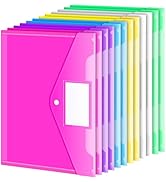 Sooez 12 Pack Plastic Envelopes Poly Envelopes, Clear Document Folders US Letter A4 Size File Env...