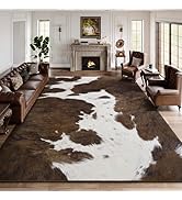 DweIke Cow Print Rugs for Living Room, 4x6 Soft Brown Faux Animal Cowhide Area Rug, Washable Non-...