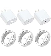 Phone 14 Charger Fast Charging, 3PACK 20W USB C Wall Charger Block with 6FT Long Charger Cord Cab...