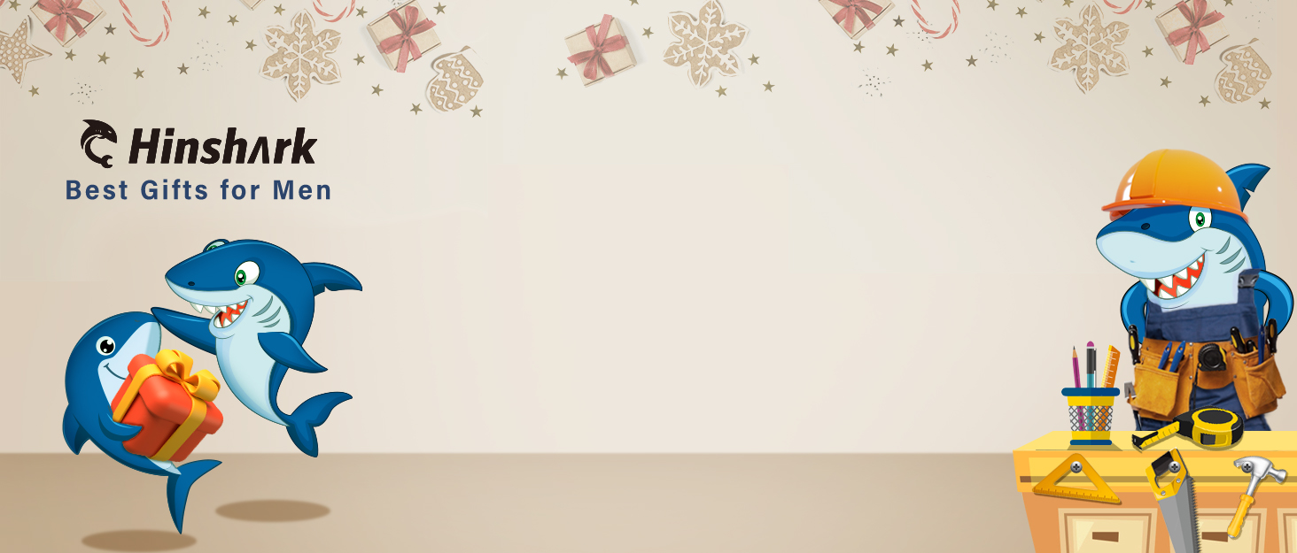 Hinshark logo with slogan &amp;#39;Best Gifts for Men&amp;#39;