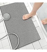 SONGZIMING Shower Mat Non Slip Without Suction Cups, 32x17 Inch, PVC Loofah Bath Mat for Textured...