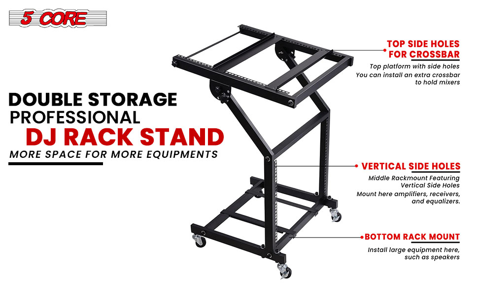 DJ Mixer Stand, Rack Mount Rolling Stage Cart, audio mixer stand, mixer stand music, dj stands