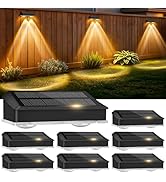 echosari Solar Fence Lights 8 Pack, 100 Lumen Ultra Bright Solar Wall Lights Outdoor Waterproof L...