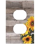 Sunflower Rustic Brown Gray Wood Outlet Covers 1 Gang Duplex Light Switch Cover Decorative Switch...