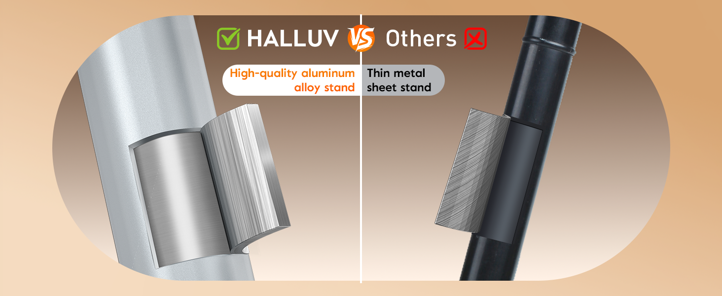 ring light with stand features a premium aluminum alloy frame for stable streaming, and filming