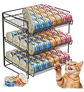 Cat Food Can Organizer, Can Organizer for Pantry, 3-Tier Metal Cat Food Storage Container Holds 8...