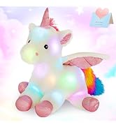CozyWorld 16.5" White Light up Unicorn Stuffed Animal Glowing Soft Plush Toys Decor Birthday Chri...