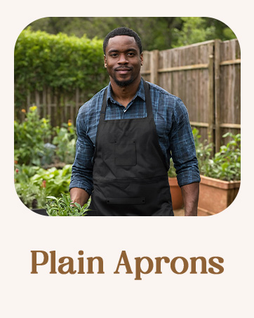 Plain black apron for men, perfect for gardening, barbecuing, or kitchen use.