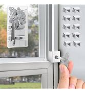 [10 Sets] Sliding Window Lock with Key Aluminum Alloy Adjustable Security Lock (Silver) Single Ho...