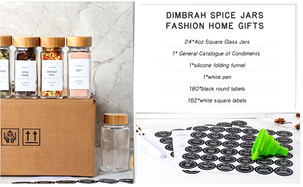 spice jars with label