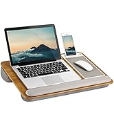 LAPGEAR Home Office Pro Lap Desk with Wrist Rest, Mouse Pad, and Phone Holder - Oakwood - Fits up...