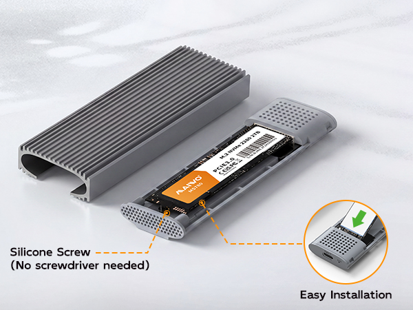 M.2 NVMe SATA SSD Enclosure,Tool Free, Driver Free, Plug and Play