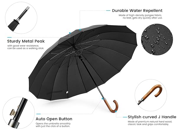 wooden handle windproof umbrella