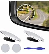 2 pcs Blind Spot Mirrors, 2" Round Ultra-thin Frameless HD Glass Convex Side Rear View Mirror wit...