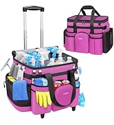 Ytonet Cleaning Caddy with Wheels, Large Rolling Caddy Bag with Detachable Trolley for Housekeepe...