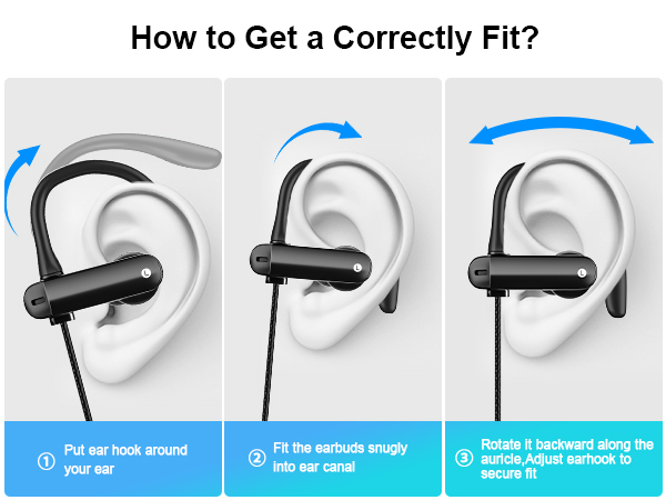 wired earbuds with ear hooks