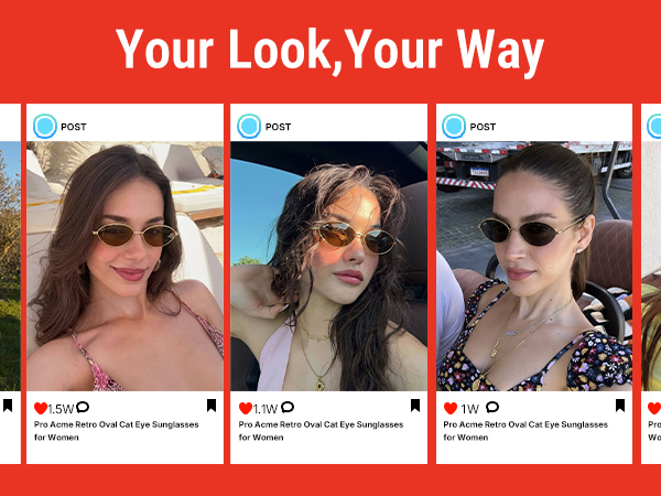 Pro Acme Retro Oval Cat Eye Sunglasses for Women