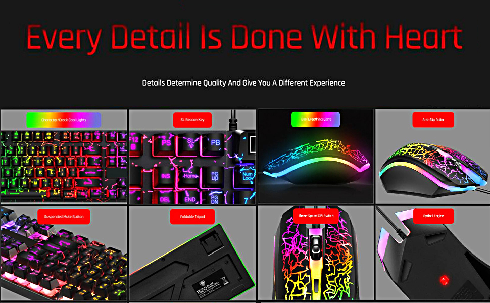 Wired Crack Rainbow Gaming Keyboard, 