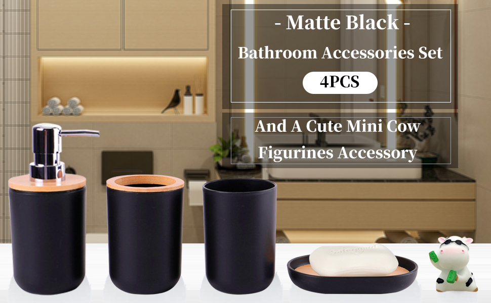 Black Bathroom Accessories Sets Essentials Bathroom Kit