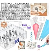 Kootek 140Pcs Icing Piping Bags and Tips Set, Frosting Piping Kit with 78 Numbered Icing Tips, 7 ...