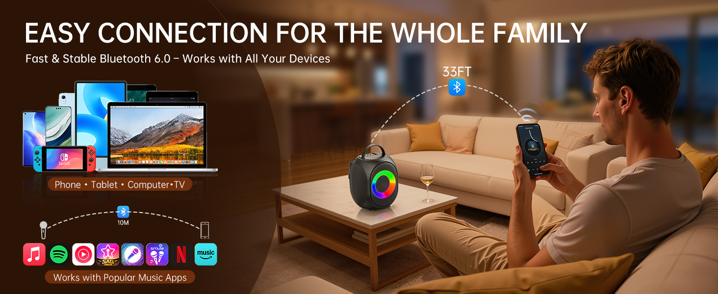 Karaoke Machine for Adults &amp;amp; Kids Portable Bluetooth Karaoke Speaker with 2 Wireless Microphones