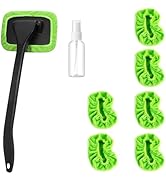 Windshield Cleaner Tool, Car Windshield Cleaner with Extendable Handle, 6 Microfiber Towel Pads, ...