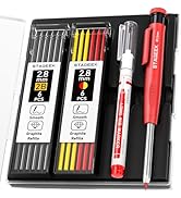 STAGEEK Carpenter Pencils Set with Sharpener, Heavy Duty Woodworking Tools with 13 Refills (Red, ...