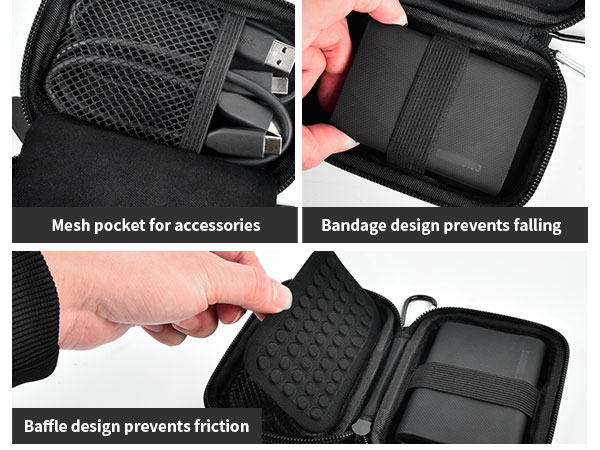 Electronics organizer for solid state external hard drive