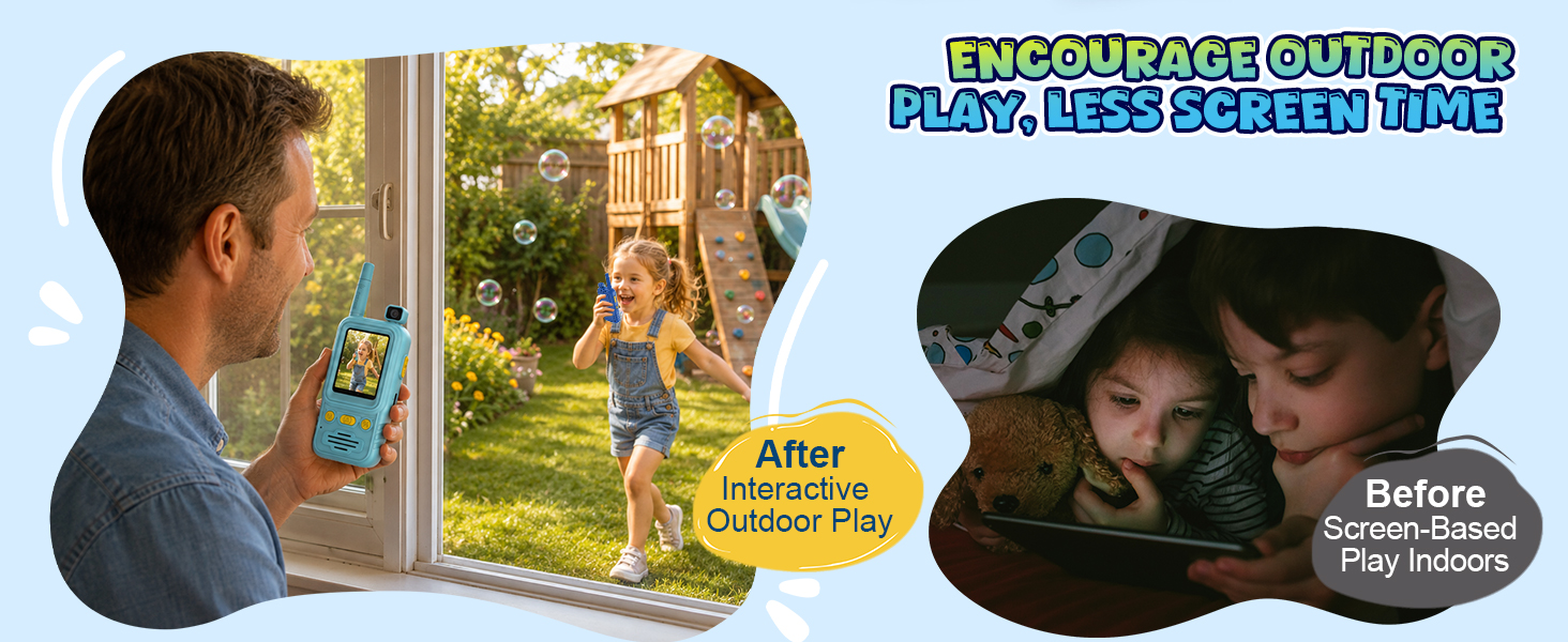 2-Pack Video Walkie Talkies for Kids Boy Girl Age 4-10 Toy Rechargeable Birthday Gift Indoor Outdoor