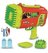 Miraculous Ladybug - Ultimate Bubble Blaster, 80 Holes Automatic Bubble Machine for Kids with Col...