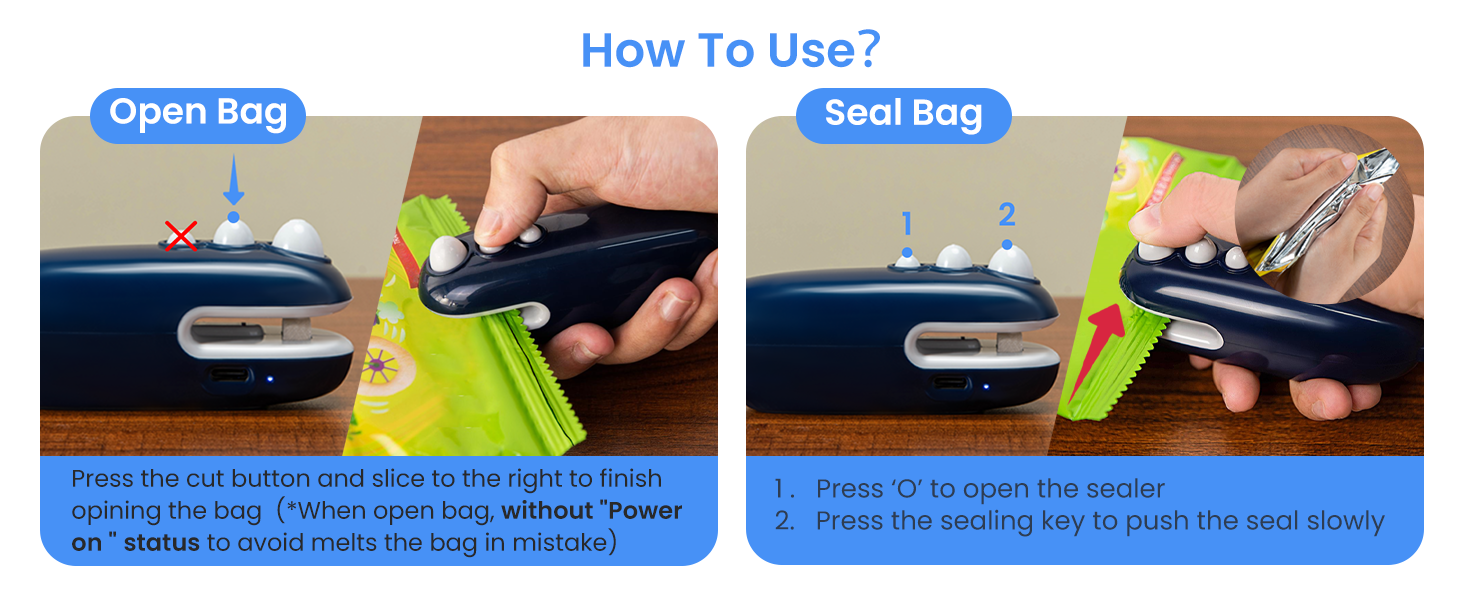 2 in 1 Type-C Rechargeable Heat Sealer and Cutter