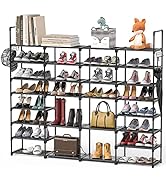 Mavivegue Extra Large Shoe Rack, 8 Tier 4 Rows 72-76 Pairs Big Tall Metal Shoe Shelf,Big Boot Rac...
