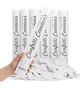 LUMAFIZZ [6 Pack] 12 Inch Biodegradable White Confetti Poppers | Confetti Cannons for Wedding Cel...