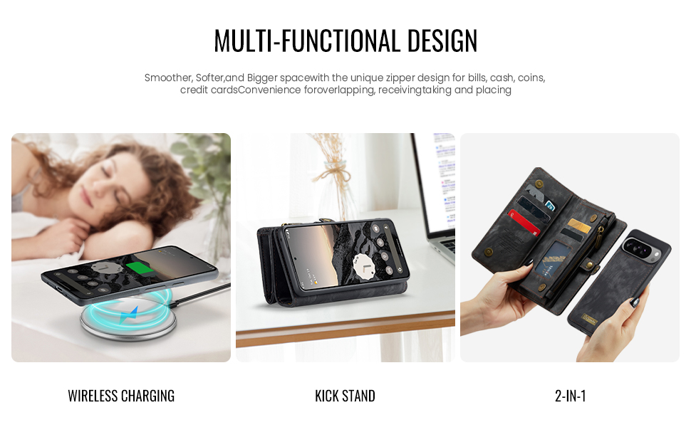 Google Pixel 10 Pro XL Wallet Case for Women Men with Card Holder Shockproof Protective Cover