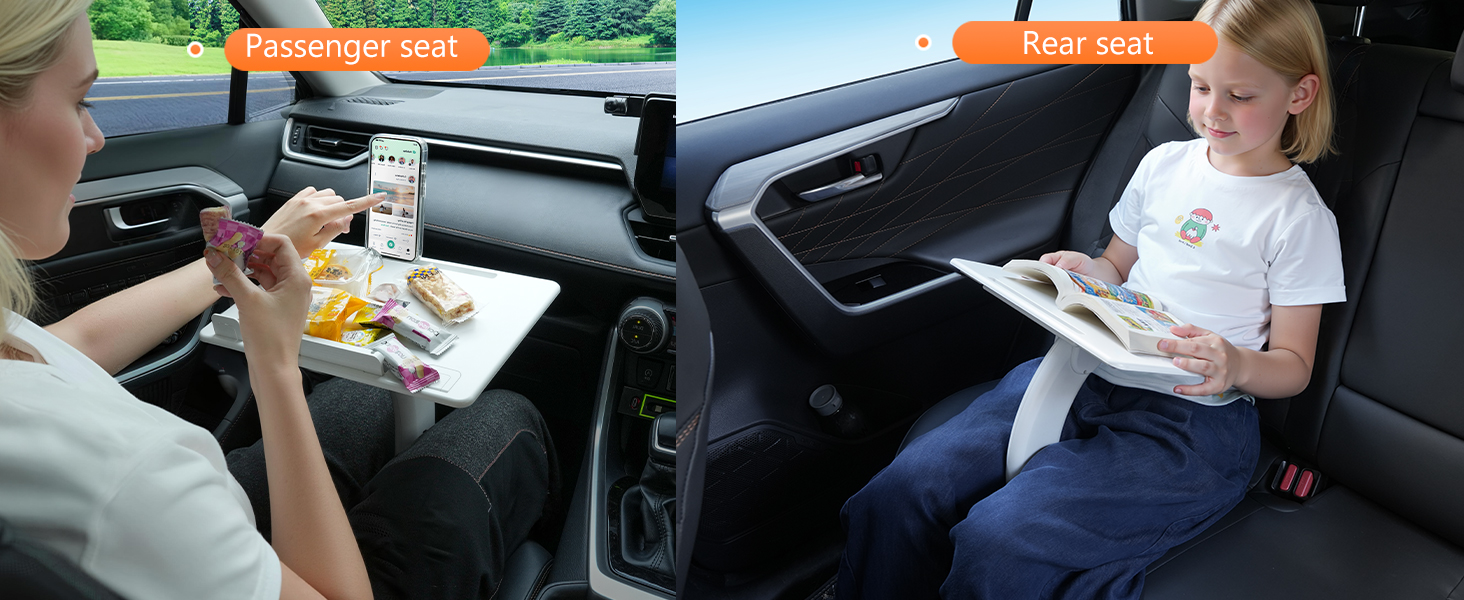 Car Seat Tray Table, Rotatable Travel Tray for Kids/Adults