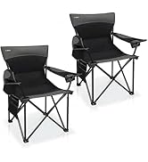 Oversized Camping Chair for Adults - 2 Pack Padded Lawn Chairs with Cup Holder &amp; Side Pocket,Heav...