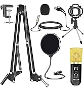 5 CORE XLR Microphone Condenser Mic w Microphone ARM for Computer Gaming Podcast Tripod Stand Kit...
