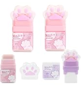 2Pcs Cat Paw Roller Eraser, Cute Cat Rubber, Multicolour Erasers for Kids, Colorful Roller Eraser...