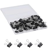 Ufmarine 60 Pcs Small Binder Clips 3/4 Inch Length, Black Small Paper Clips for Office, Standard ...