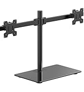 WALI Free Standing Dual Monitor Stand, Height Adjustable Monitor Mount with Glass Base, Fits LCD ...