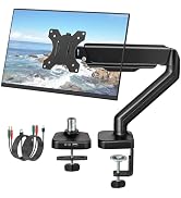 monTEK Heavy Duty Single Monitor Arm with USB/Audio Ports for 17-32” Screens, Premium Mechanical ...