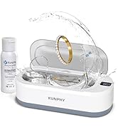Upgraded KUNPHY Ultrasonic Jewelry Cleaner with 50ml Solution, 48KHZ, 12OZ Capacity, Ultrasonic C...
