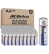 ACDelco 100-Count AA Batteries, Maximum Power Super Alkaline Battery, 10-Year Shelf Life, Reclosa...