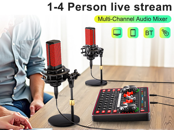 podcast equipment live sound card soundboard for pc audio mixers