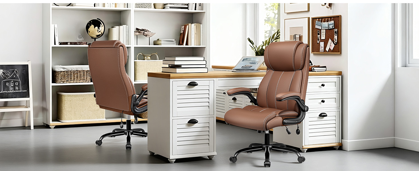 BESTFAIR Ergonomic Office Chair - Desk Computer Chair, Leather High Back Executive Chairs