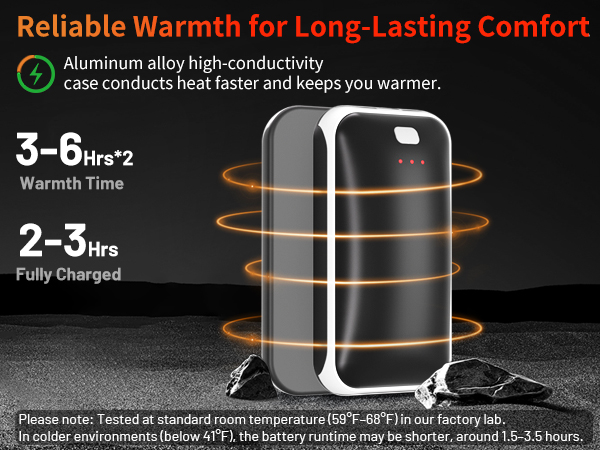 long lasting battery operated heater aluminum alloy shell reusable heat packs winter essentials